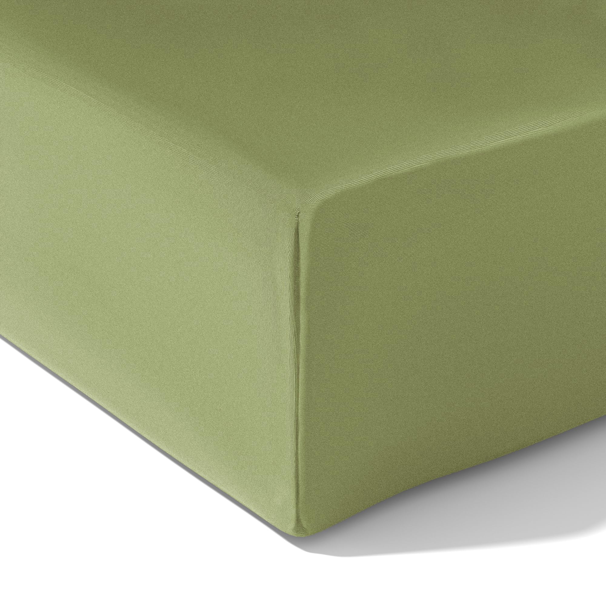 wyewye Super King Fitted Sheet, Light Green, 180x200 cm with 40 cm Super Deep Pocket, Microfiber Fabric Bed Fitted Sheets, Breathable, Wrinkle-resistant, Non-shrinking, Non-fading