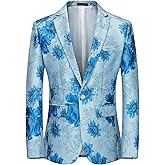 MOGU Mens Floral Blazer Slim Fit Elegant Tuxedo Jacket for Daily Prom Party