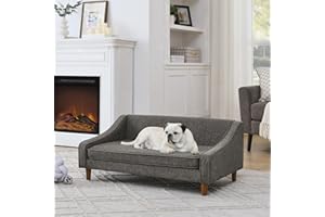 VYNELITO Dog Sofa Couch for Medium to Large Dogs, Durable Pet Sofa with Washable Fabric, Elevated Mini Dog Bed with Wooden Legs for Medium and Large Dogs, Dark Grey