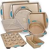 PERLLI Nonstick Bakeware Set Baking Pan Set, 10 Piece Heavy Duty Professional Kitchen Baking Pans Cookie Sheet Set Home Chef 