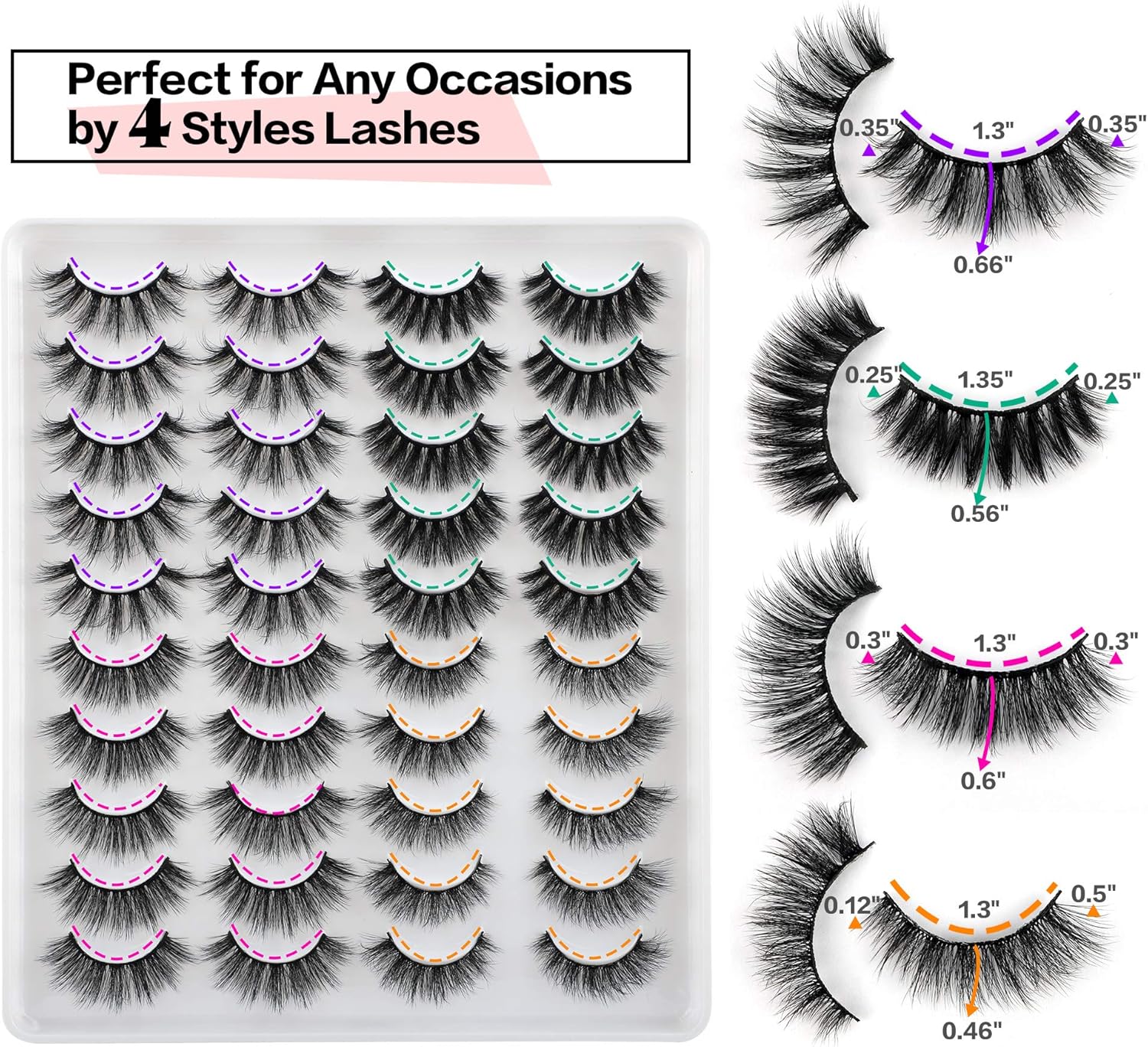 JIMIRE 20 works False Eyelashes 4 Styles Fluffy Eyelashes Pack 3D Volume Faux Mink Lashes Packs, Black, 20 Pair (Pack of 1) - Image 3