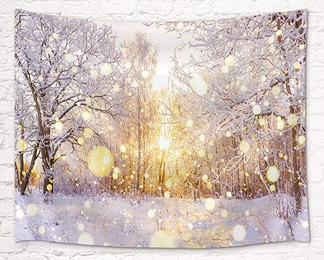 Amazon Com Lb 3d Fantasy Winter Wonderland Tapestry Snow Forest Tapestry Wall Decor For Bedroom Living Room Dorm Home Decor 60 X 40 Inches Home Kitchen