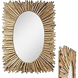 NATUR UNIKAT Wandspiegel massiv Teak Holz Spiegel Altholz edel 150cm