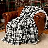 PTQ Electric Heated Blanket 50"x60",Fast Heated Throw with 8 Hours Auto Off/8 Heats Levels,Soft Grey Plaid Sherpa Electric Blanket with ETL Certification & Over-Heat Protection