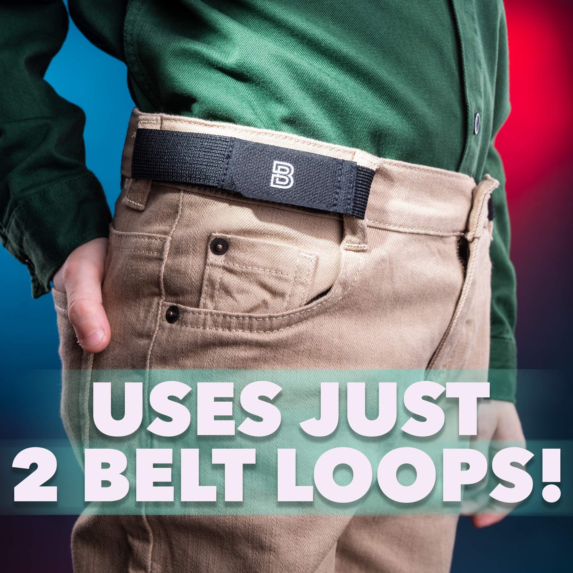 BeltBro For Kids No Buckle Elastic Belt — 3 Pack (S, M, L) — Fits 1 Inch Belt Loops, Comfortable and Easy To Use