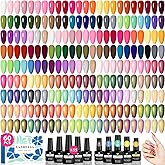 VANREESA 60 Pcs Gel Nail Polish Set, 55 Colors Gel Polish with Base Coat & 4 Effects Top Coat Full-Color Nail Polish Set All Seasons Nail Kit Gifts for Women Girls Nail Salon at Home