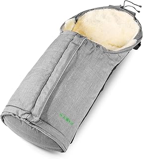 Fellhof 1087 Lammfell Fußsack Sölden, größenverstellbar, bei 30 °C waschbar, OEKO-TEX® Standard 100 zertifiziert, mit patentiertem Magnetverschluss, Rückenteil abzippbar, 40/45x82/94cm (black melange)