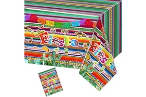 TREWAVE Mexican Fiesta Party Tablecloth, Plastic Waterproof Cinco De Mayo Table Covers Taco Party Decorations for Mexican Fiesta Taco Night Birthday Party Supplies, 54 x 108 Inch (1)