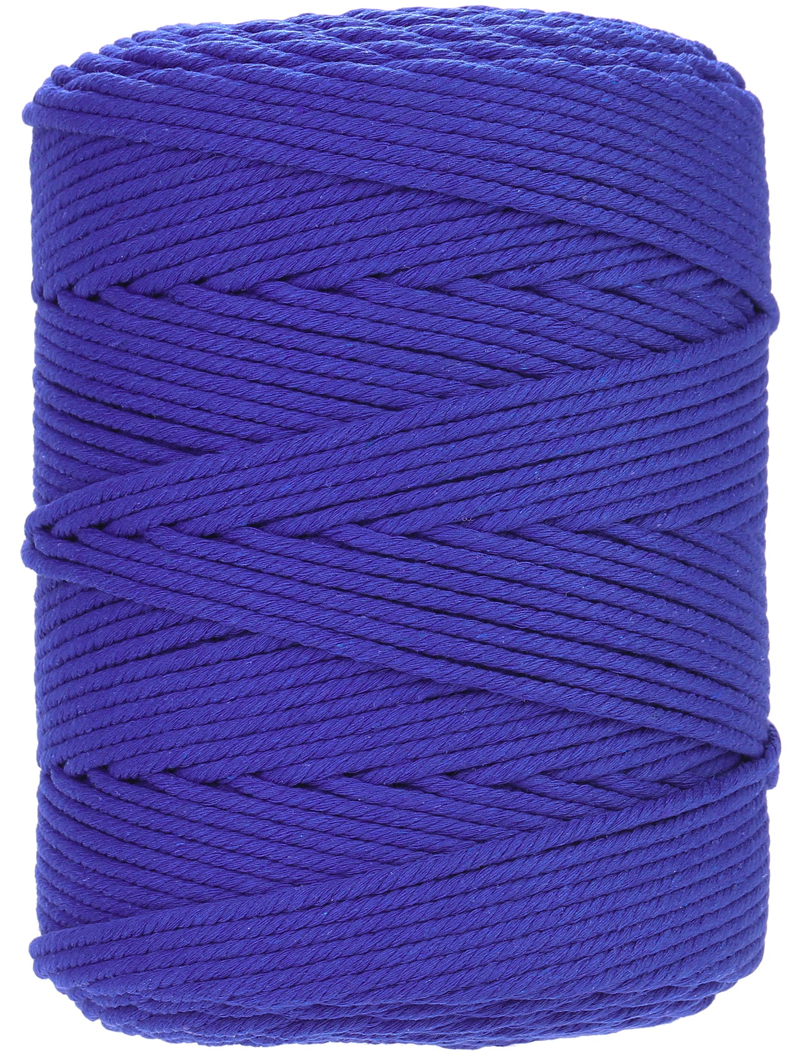 GOHOF Macrame Cord 4mm x 300m Premium Cotton Macrame Rope, 4 Strand Twisted Soft Cotton Cord, One of The Most Perfect Materials for Macrame Art, Cotton String Without Chemicals(Dark Blue)