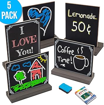 Amazon Com Mini Chalkboard Signs With Stand Set Of 5 Small