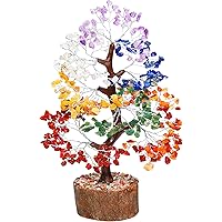 Crocon Seven Chakra Gemstone Tree Feng Shui Figurine Money Bonsai Good Luck Reiki Healing Crystals Balancing Decoration Ornam