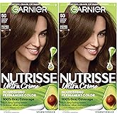 Garnier Nutrisse Ultra Crème Hair Color, Permanent Hair Dye with 100% Gray Coverage, Vegan & Cruelty-Free, 50 Medium Natural Brown (Truffle), 2 Count