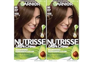 Garnier Hair Color Nutrisse Nourishing Creme, 50 Medium Natural Brown (Truffle) Permanent Hair Dye, 2 Count (Packaging May Vary)