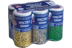Spectra Arts & Crafts Glitter Assortment, 6 Assorted Colors, 4 oz., 6 Jars