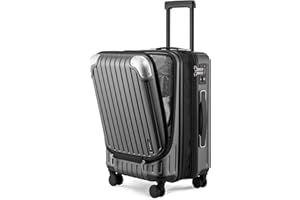 LEVEL8 Grace EXT Carry On Luggage, 20” Expandable Hardside Suitcase, ABS+PC Harshell SPinner Luggage with TSA Lock, Spinner Wheels - Grey, 20” Carry-On