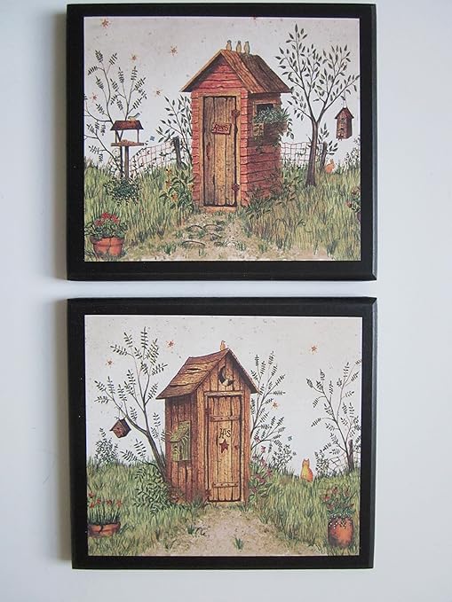 His And Hers Outhouses Set 2 Country Bathroom Wall Art Signs Bath Decor