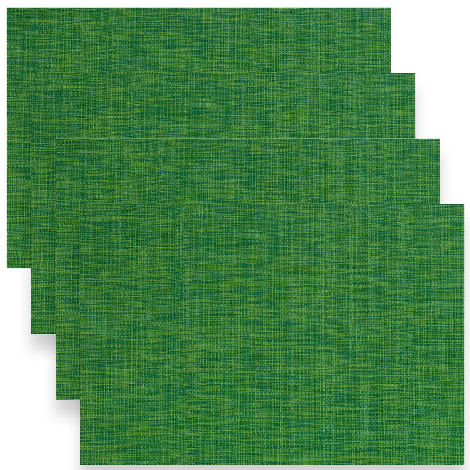 Myir JUN Table Mats Set of 4, Place Mats Table Placemats Washable Non-slip Heat Insulation Woven Vinyl for Kitchen Dinning Restaurant 17"X12" (Dark Green)