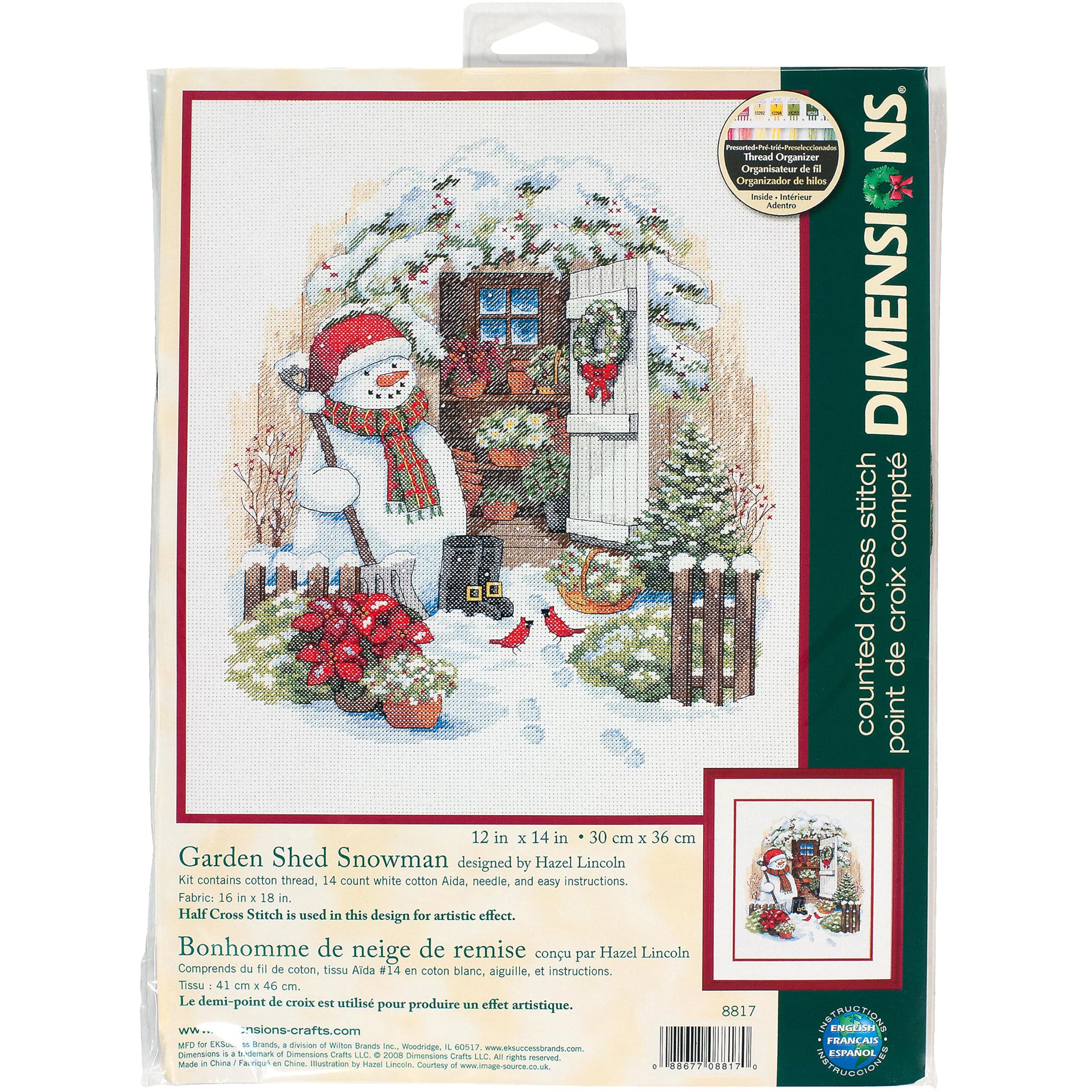 DIMENSIONS 8817 Garden SHED Snowman, Various, 12 x 14 (30 x 36 cm)