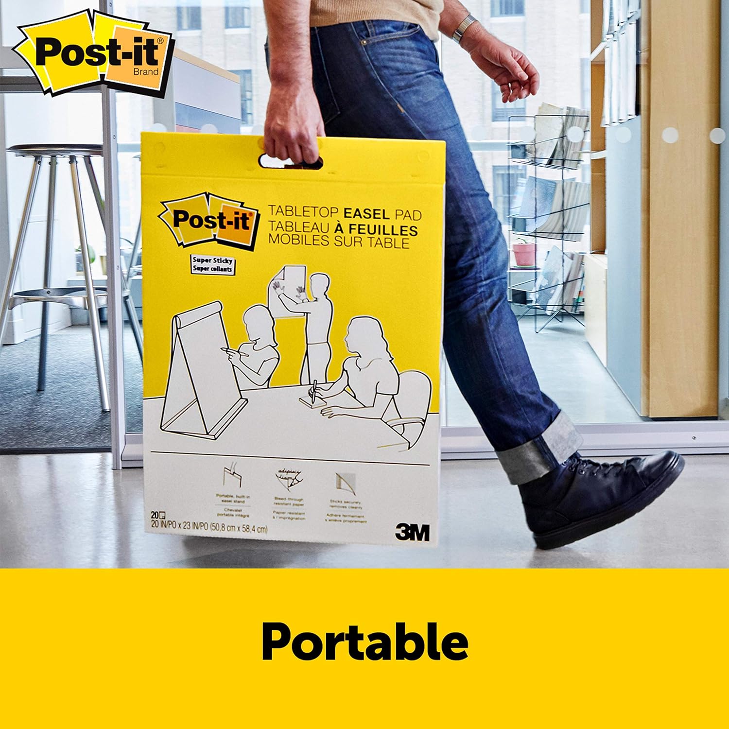 Post-it Super Sticky Portable Tabletop Easel Pad, Great for Virtual Teachers and Students, 20x23 Inches, 20 Sheets, Pad, 2 Pads (563 VAD 2PK) : Office Products