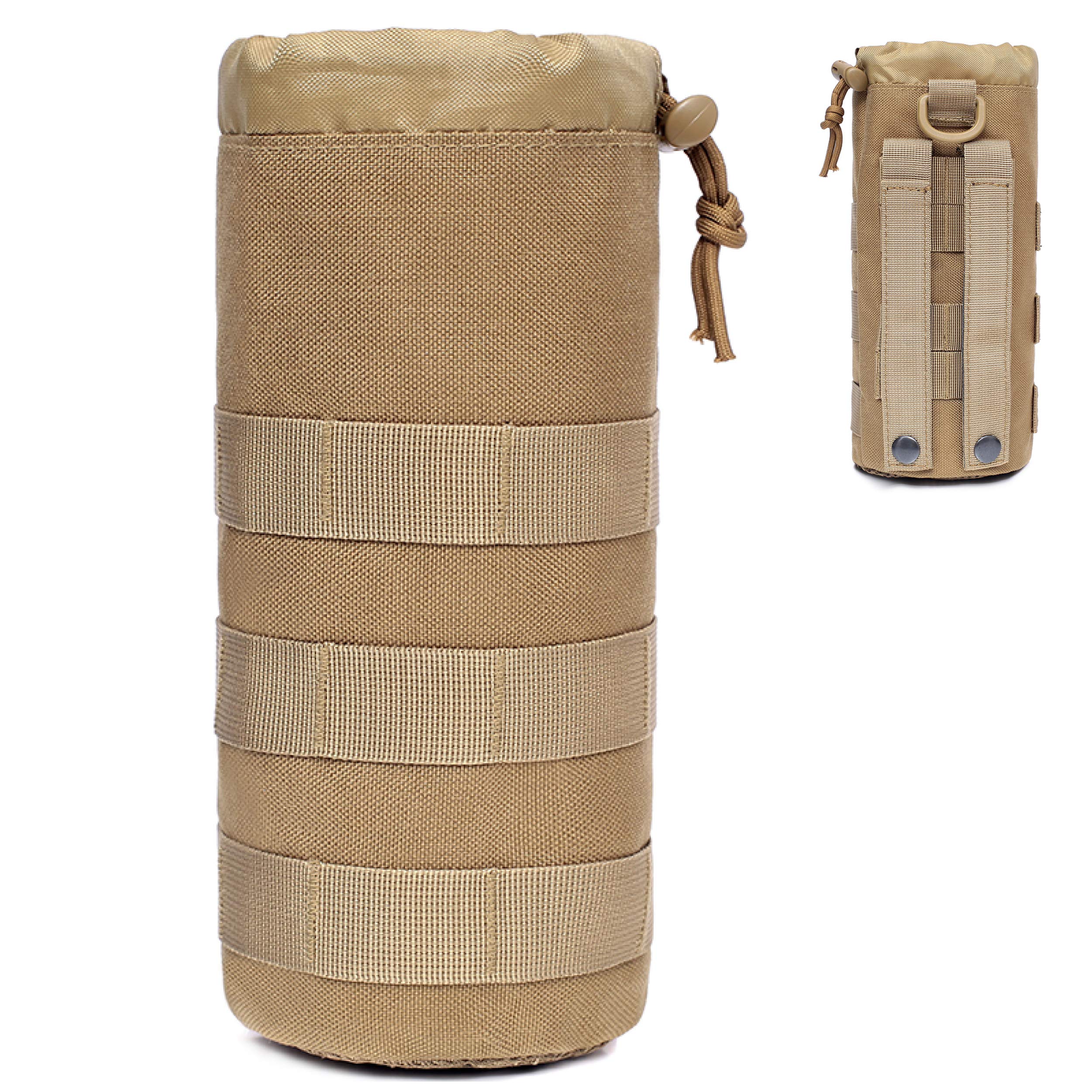 Azarxis Tactical Water Bottle Pouch, Molle Bottle Holder Holster Hydration Carrier Bag with Adjustable Drawstring Open Top for Military Vest Backpack Outdoor Cycling Hiking Camping Running (Khaki) — image 1