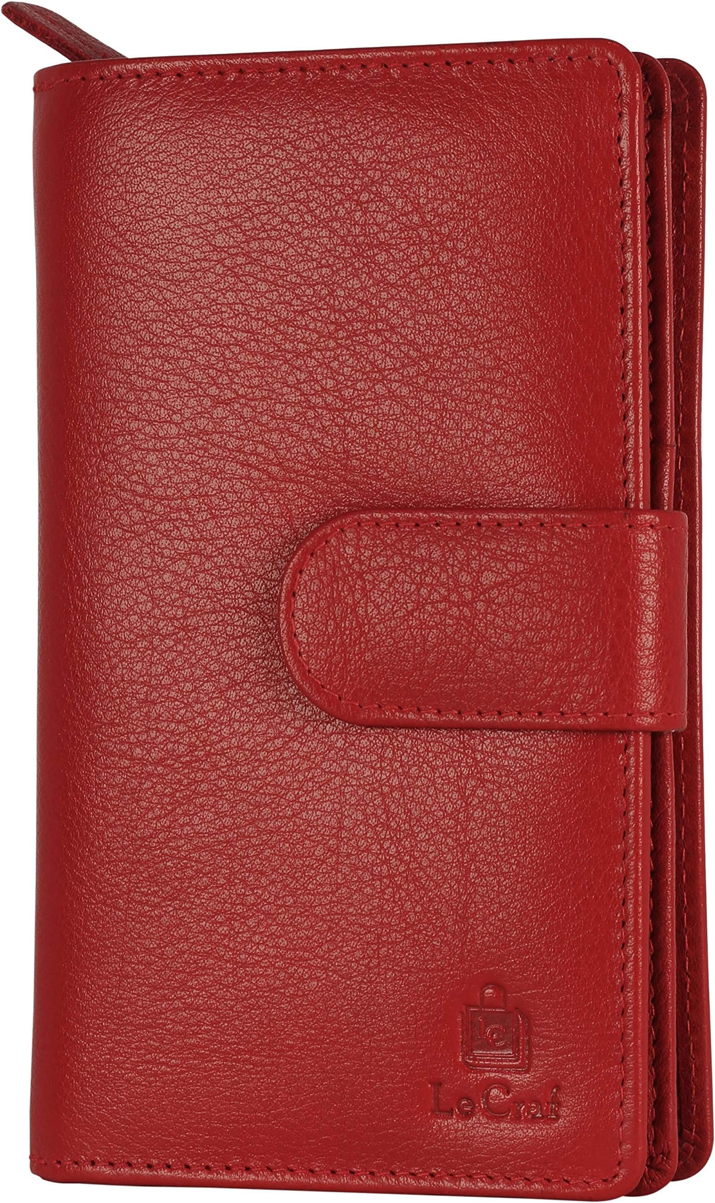 Red Genuine Leather RFID Blocking Wallet Clutch for Women and Girls