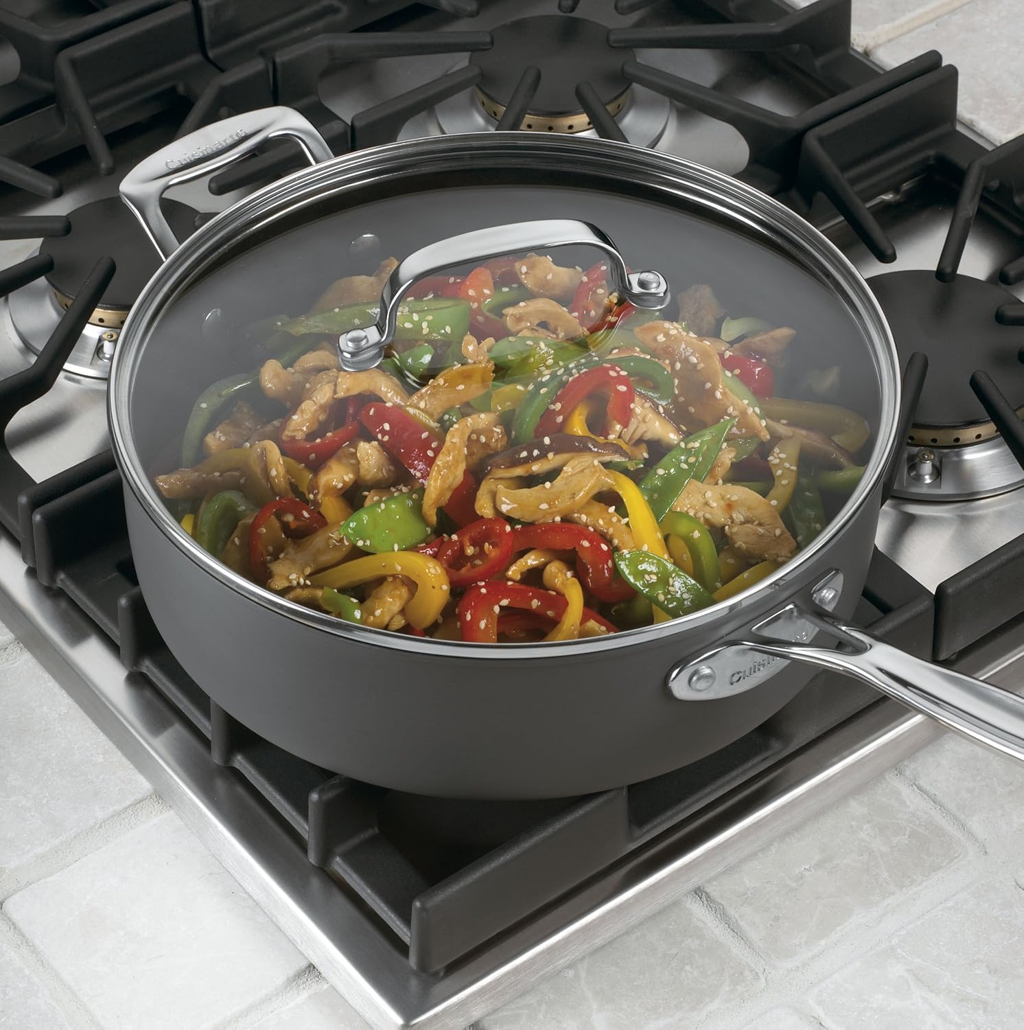 Cuisinart 633-30H Chef's Classic Nonstick Hard-Anodized 5-1/2-Quart Saute Pan with Helper Handle and Lid: Induction Nonstick Cookware: Kitchen & Dining