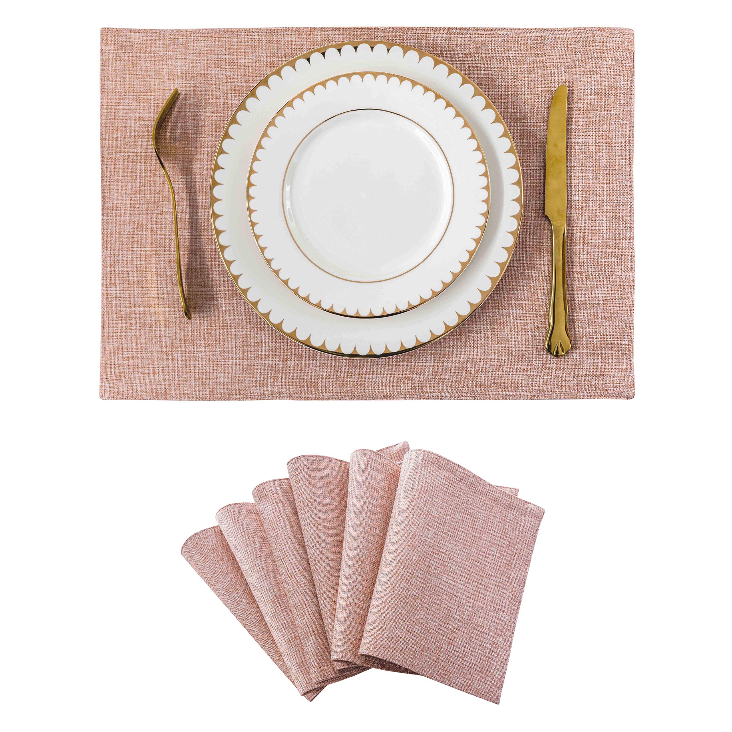 Home Brilliant Table Placemats Set of 6, Cute Soft Kids Placemats, Pink Place Mats for Party Wedding Wedding Decor Gift Baby, 33 x 48 cm(13x19 Inch), Baby Pink