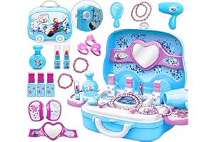 Disne Frozen Girls Makeup Role-Playing Set: 3-in-1 Beauty Luggage with Fashion Accessories, Made of Safe ABS Material, Prince