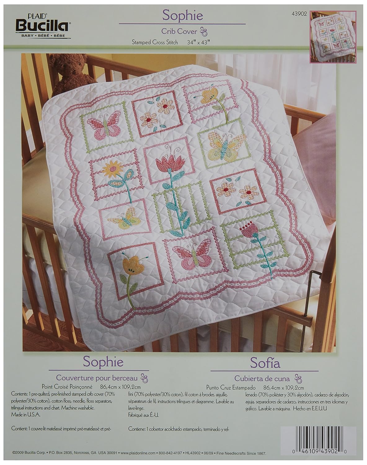 Bucilla Stamped Cross Stitch Crib Cover Kit, 34 by 43Inch, 43902 Sophie www.surgeryphotiades.gr
