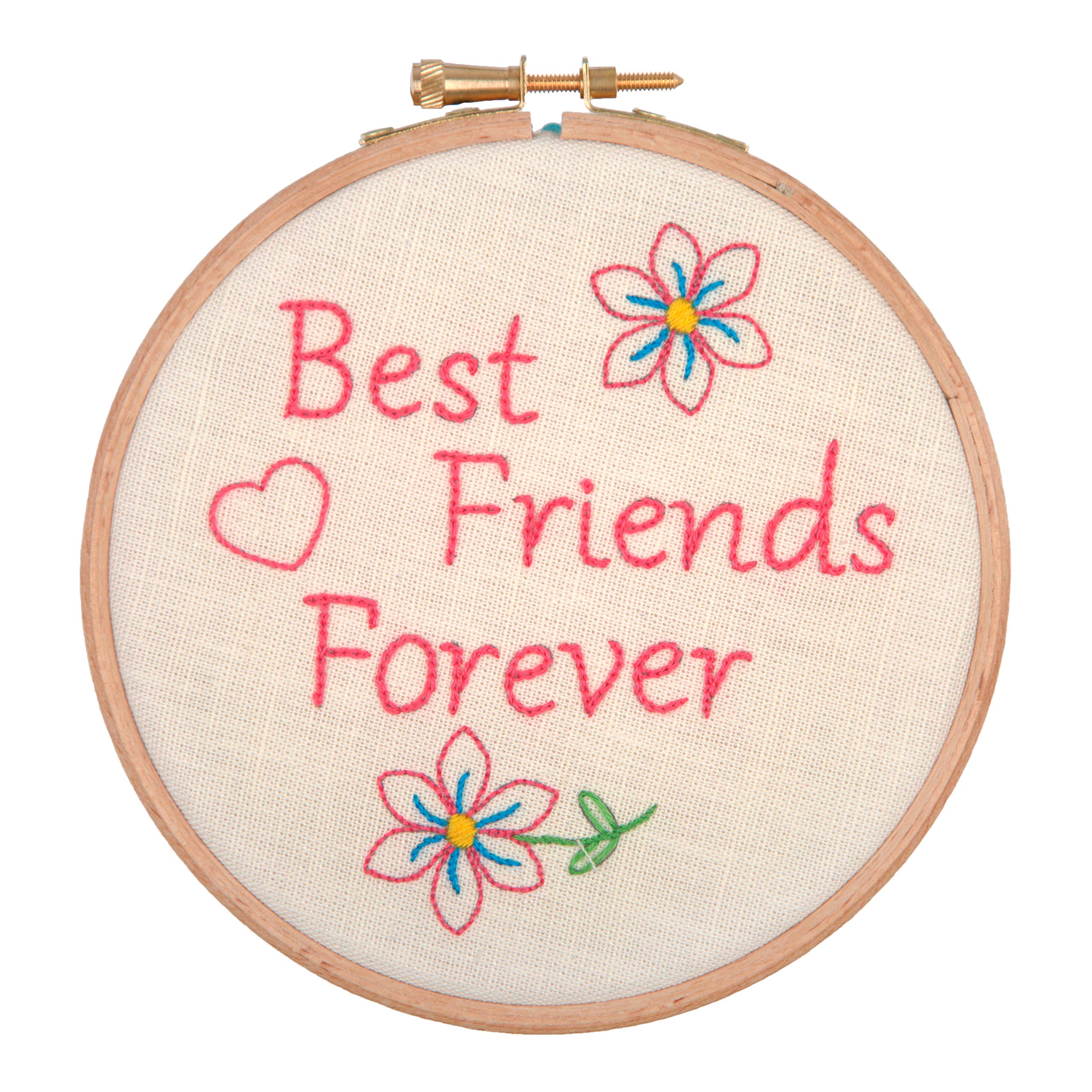 Anchor Embroidery Hoop Kit: Best Friends for Ever, Multi-Colour, 12 x 12cm
