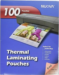 Nuova 100-Pack, 5 Mil Thermal Laminating Pouches 9 x 11.5 Inches, Letter Size