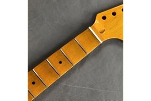 NETANCE Full scalloped Guitar Neck Replacement 21 Fret 25.5inch Maple fingerboard Big head yellow Gloss
