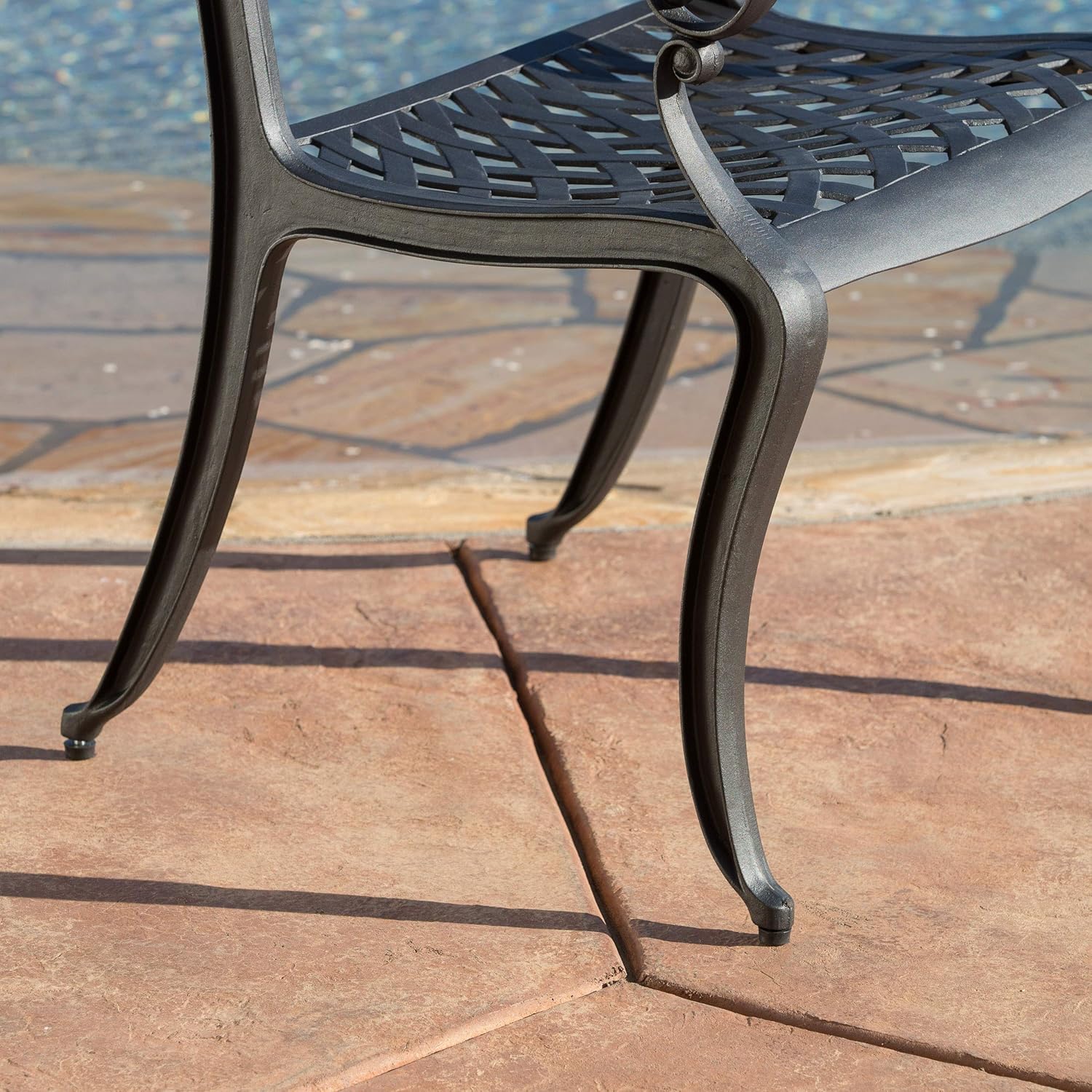 Christopher Knight Home Hallandale Outdoor Cast Aluminum Chairs, 2-Pcs Set, Black Sand: Garden & Outdoor
