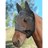 Horse Fly Mask with Ears, Comfy UV-Protective Fly Mask for Horses | Horse Fly Mask Half Face with Ears, Full Face UV Protection for Horses, Breathable Fine Mesh Equine Fly Mask, L - Full