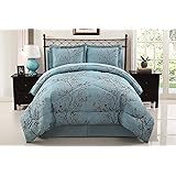 VCNY Leaf 8-Piece Bed-In-Bag Set, Queen, Blue/Chocolate