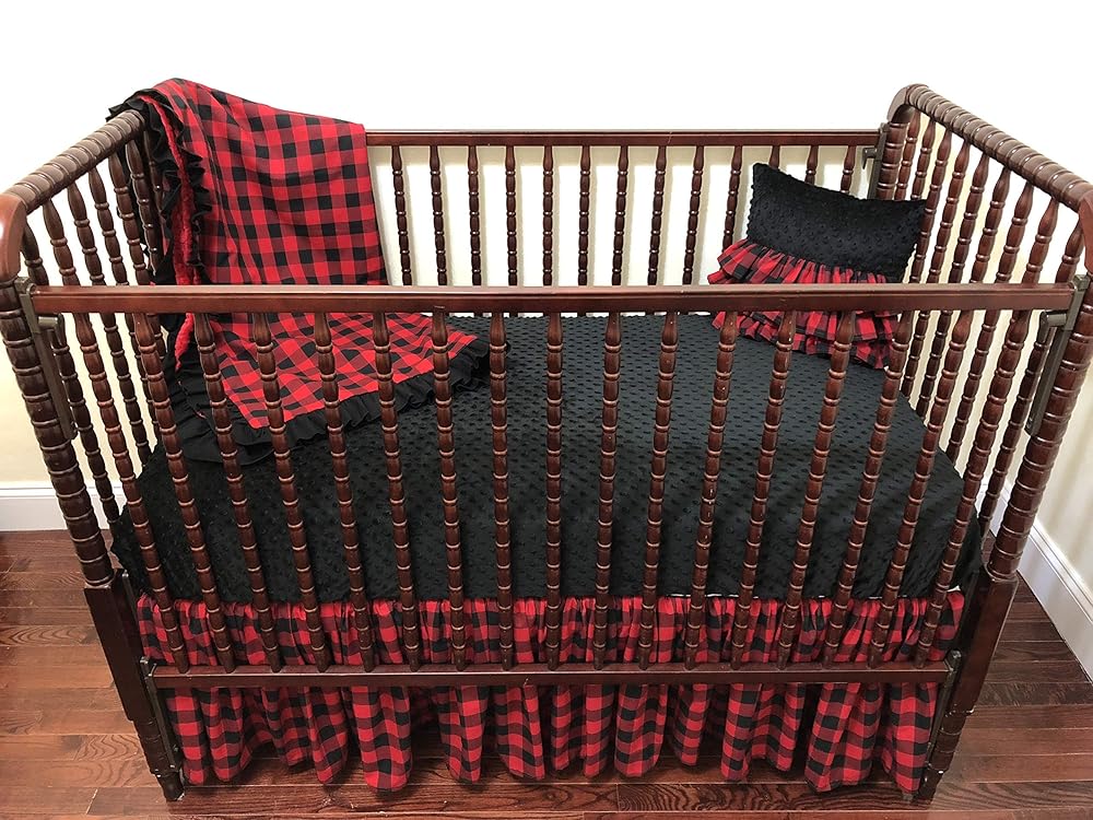 red plaid crib bedding