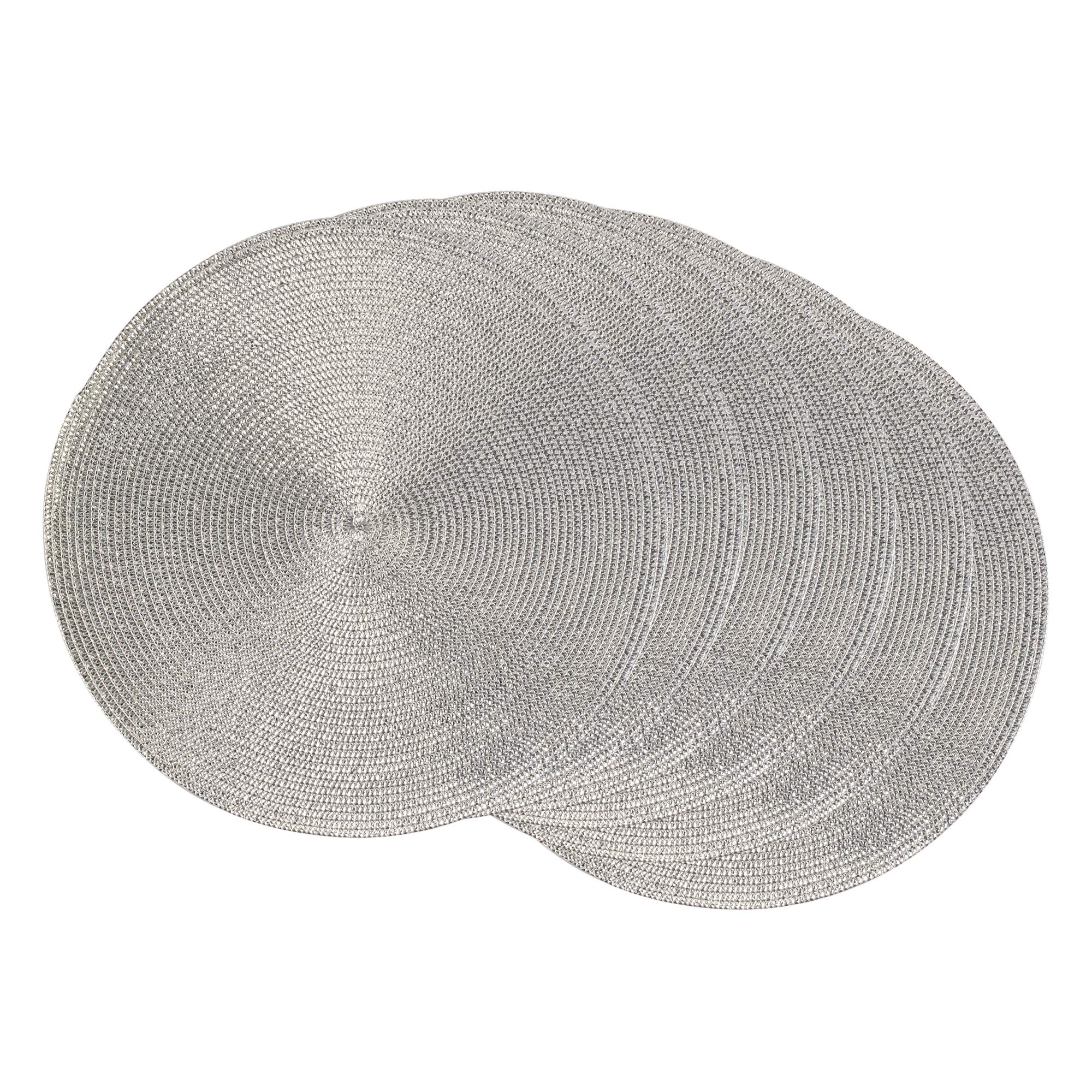 DII Woven Placemats Collection Metallic Round Placemat Set, 15", Silver, 6 Piece — image 1