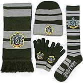 Culturefly Harry Potter Slytherin Premium 4pc Winter Bundle- Scarf, Gloves, Beanie, Socks One Size Fits Most Green
