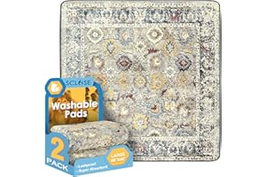 SCLOSE Washable Pee Pads for Dogs Large 2 Pack, 48" x 48" Reusable Puppy Pads Waterproof Dog Rugs, Super Absorbent, Leakproof, Dog Crate Pad, Playpen Mat, Whelping Pads, Vintage
