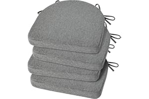 Shinnwa Chair Cushion with Ties for Dining Chairs [17 x 16.5 Inches] Non Slip Kitchen Dining Chair Pad and Seat Cushion with Machine Washable Cover Set of 4 - Dark Gray