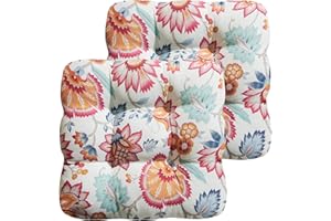 Marina Decoration Premium Thick Comfy Patio Pads Fiber Fill Tufted 19 x 19 x 4 Inch Textured Printed Cover Outdoor Indoor Cha