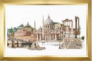 THEA GOUVERNEUR SINCE 1959 Thea Gouverneur - Counted Cross Stitch Kit - Rome Italy - Aida - 18 count - Embroidery Kit for Adults - DMC Embroidery Threads and other Cross Stitch Supplies Included - 499A