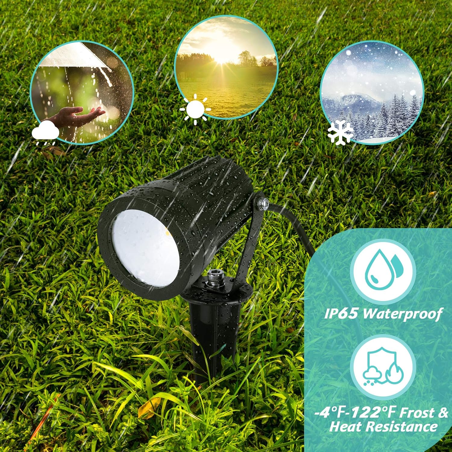 Albrillo 6 Pack LED Landscape Spotlights - 3.5W 12V Low Voltage Garden Spotlight with 3000K Warm White, IP65 Waterproof, Metal & Glass, 66FT LED Outdoor Spotlights for Garden Yard Patio Walkway - - 