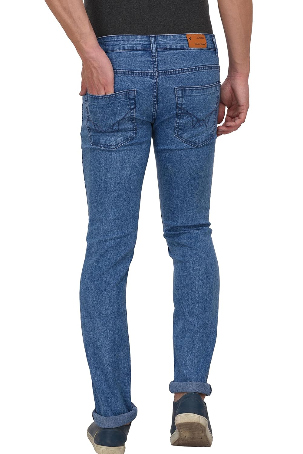 studio nexx men's regular fit stretch jeans (blue)