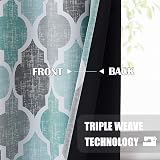 Beauoop Teal Grey Blackout Curtains 72 Inch 2 Panels Geometric Lattice Moroccan view 4