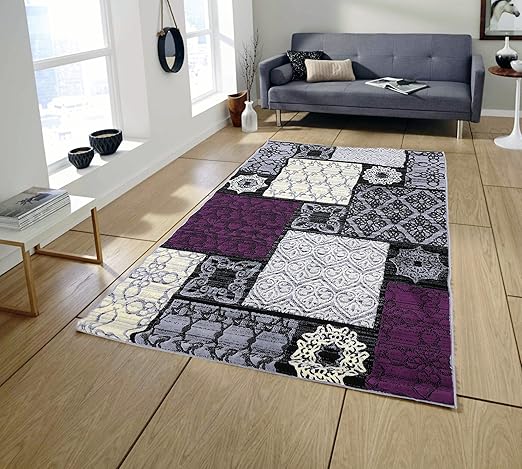 Amazon Com Area Rugs Pyramid Home Decor Grey Violet Design For