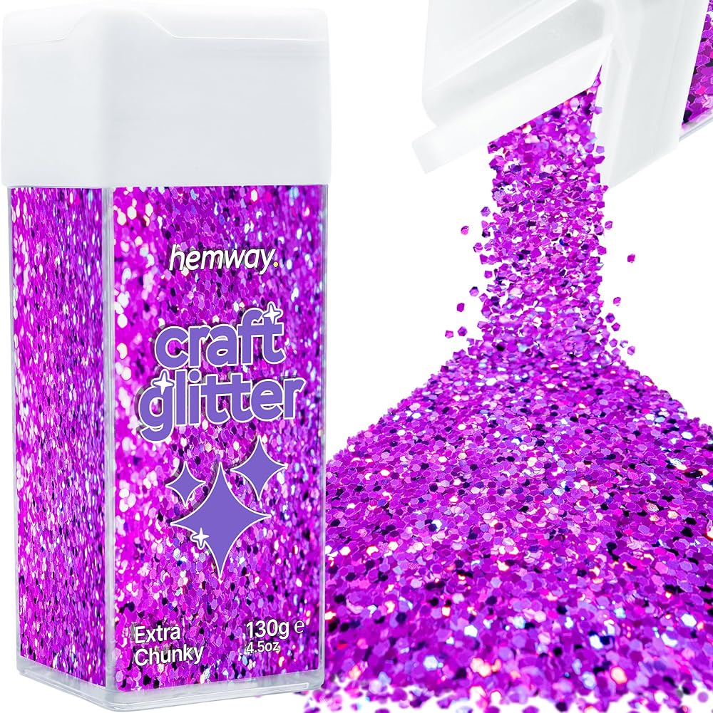 Hemway Purple Holographic Glitter Shaker Extra Chunky 130g for Resin Craft