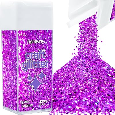 Hemway Purple Holographic Glitter Shaker Extra Chunky 130g for Resin Craft
