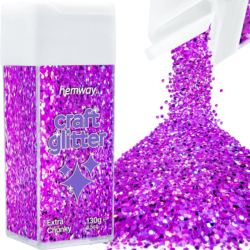 Hemway Purple Holographic Glitter Shaker Extra Chunky 130g for Resin Craft