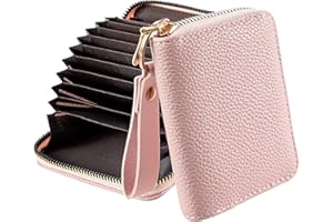 PEIQICHU Credit Card Holder 14 Slots Soft PU Card Case Protector with Keychain Men Women RFID Blocking Small Wallet ID Credit Cards